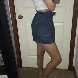 Blue&White Stripped Paper-Bag Shorts